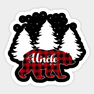 Uncle Bear Buffalo Red Plaid Matching Family Christmas Sticker